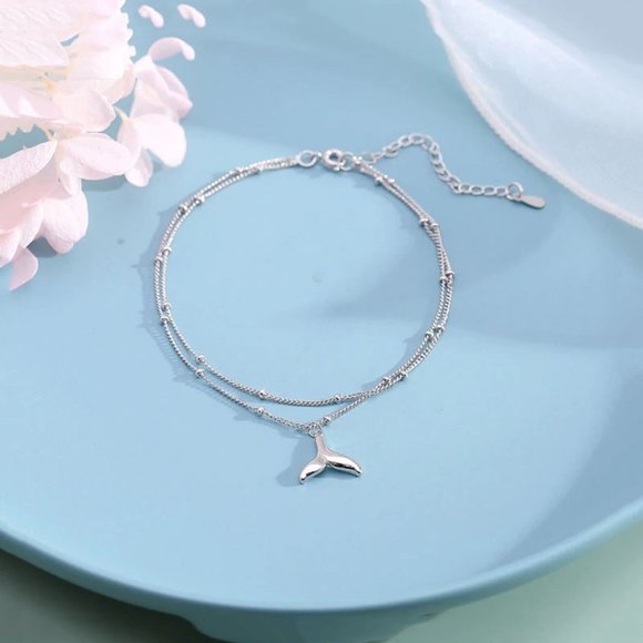 *NEW 925 Sterling Silver Fish Tail Ankle Bracelet - Picture 3 of 11